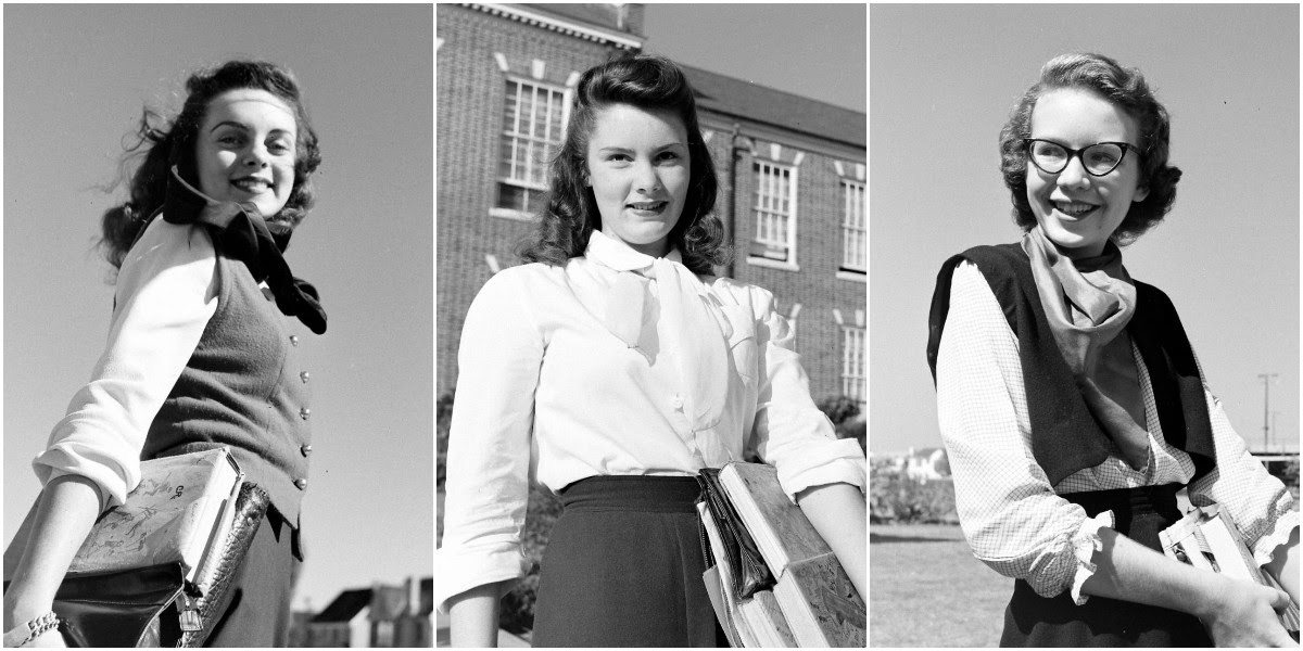 Retratos de meninas adolescentes da Highland Park High School, 1947